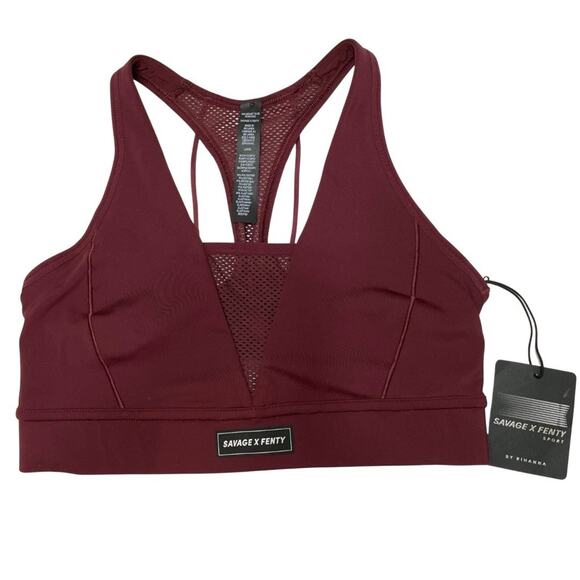 Savage X Fenty RACER X SPORTS BRA Size L Wine Night Purple Medium Impact NEW - Picture 2 of 10